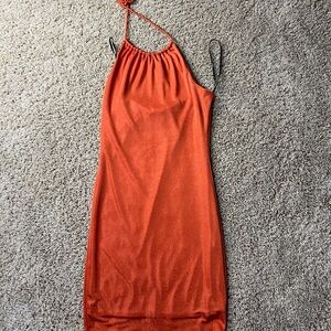 Forever 21 Orange Halter Slip Dress for Night Out